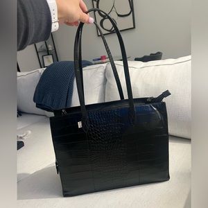 Beis Work Tote in Black Croc